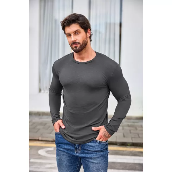 COOFANDY Men 2 Pack Muscle Fitted T Shirt Gym Workout Athletic Long Sleeves Tee