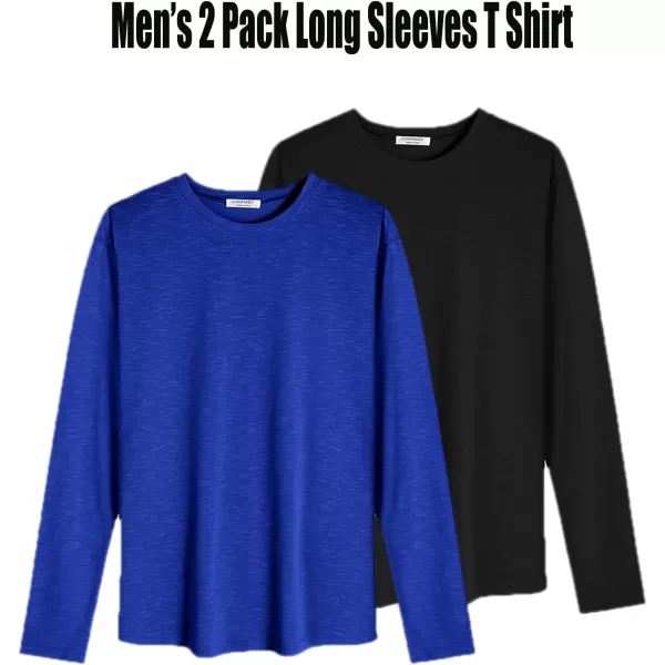 COOFANDY Men 2 Pack Muscle Fitted T Shirt Gym Workout Athletic Long Sleeves Tee