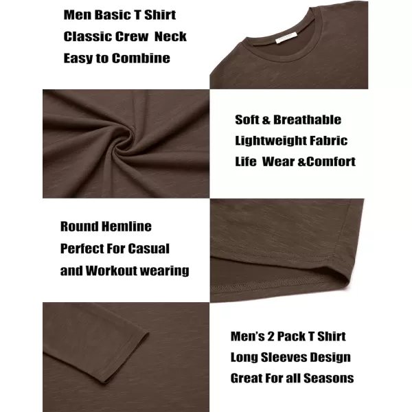 COOFANDY Men 2 Pack Muscle Fitted T Shirt Gym Workout Athletic Long Sleeves Tee