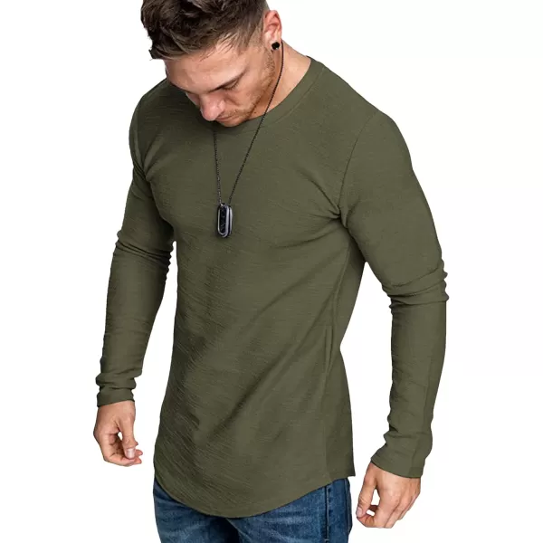 COOFANDY Men 2 Pack Muscle Fitted T Shirt Gym Workout Athletic Long Sleeves Tee