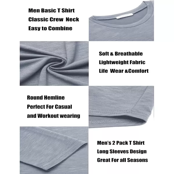 COOFANDY Men 2 Pack Muscle Fitted T Shirt Gym Workout Athletic Long Sleeves Tee