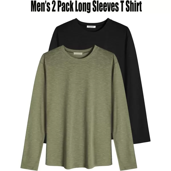 COOFANDY Men 2 Pack Muscle Fitted T Shirt Gym Workout Athletic Long Sleeves Tee