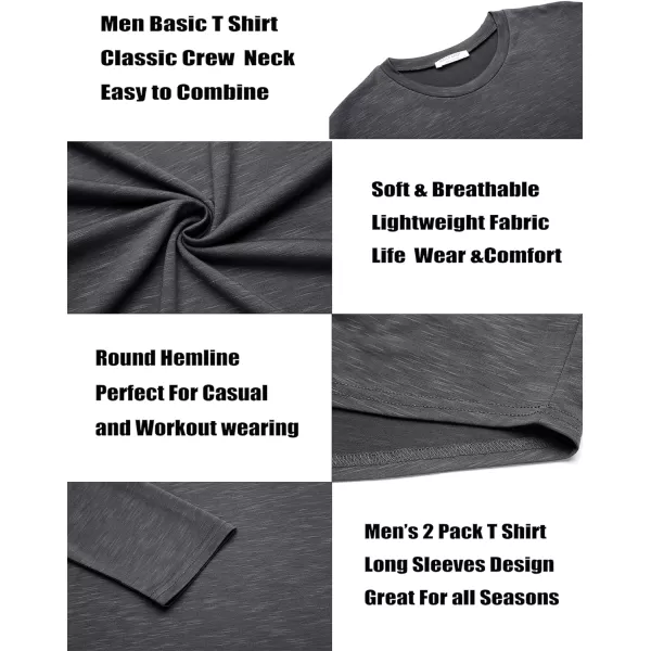 COOFANDY Men 2 Pack Muscle Fitted T Shirt Gym Workout Athletic Long Sleeves Tee