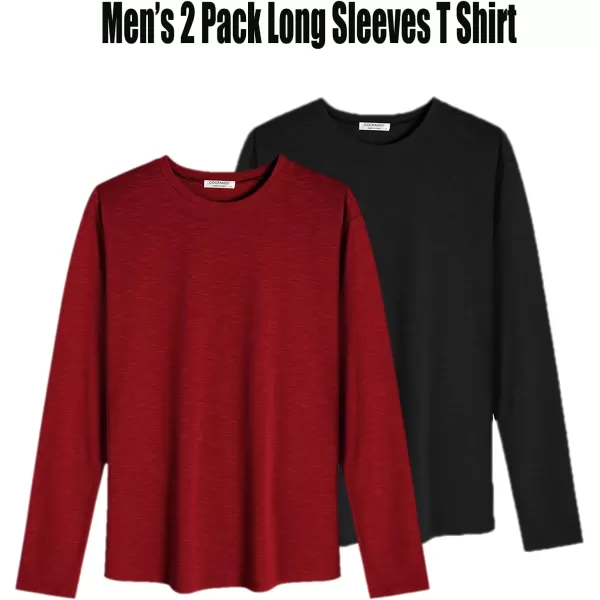 COOFANDY Men 2 Pack Muscle Fitted T Shirt Gym Workout Athletic Long Sleeves Tee