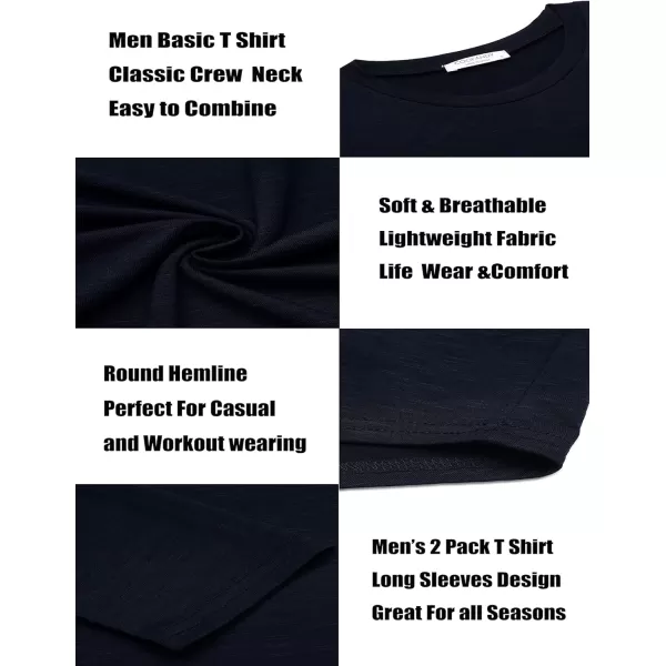 COOFANDY Men 2 Pack Muscle Fitted T Shirt Gym Workout Athletic Long Sleeves Tee
