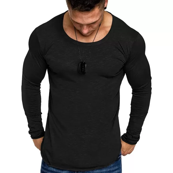 COOFANDY Men 2 Pack Muscle Fitted T Shirt Gym Workout Athletic Long Sleeves Tee