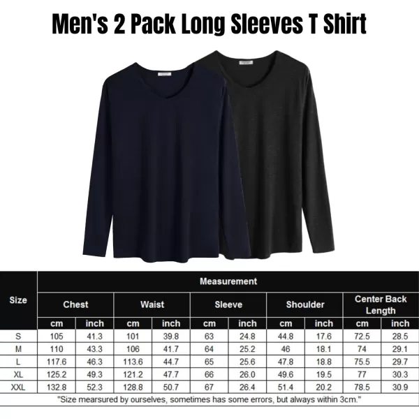 COOFANDY Men 2 Pack Muscle V Neck T Shirt Gym Athletic Fit Long Sleeves Tee Top