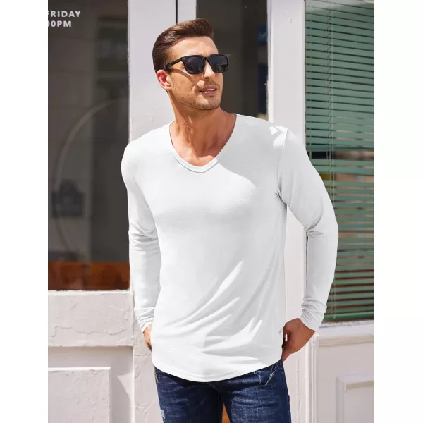 COOFANDY Men 2 Pack Muscle V Neck T Shirt Gym Athletic Fit Long Sleeves Tee Top