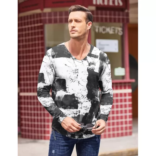 COOFANDY Men 2 Pack Muscle V Neck T Shirt Gym Athletic Fit Long Sleeves Tee Top