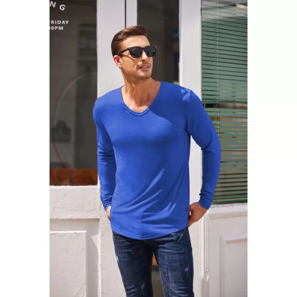 COOFANDY Men 2 Pack Muscle V Neck T Shirt Gym Athletic Fit Long Sleeves Tee Top