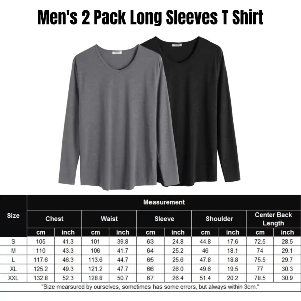 COOFANDY Men 2 Pack Muscle V Neck T Shirt Gym Athletic Fit Long Sleeves Tee Top