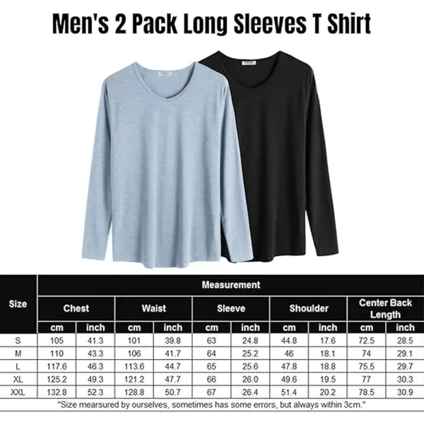 COOFANDY Men 2 Pack Muscle V Neck T Shirt Gym Athletic Fit Long Sleeves Tee Top