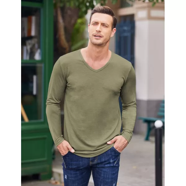 COOFANDY Men 2 Pack Muscle V Neck T Shirt Gym Athletic Fit Long Sleeves Tee Top