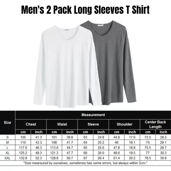 COOFANDY Men 2 Pack Muscle V Neck T Shirt Gym Athletic Fit Long Sleeves Tee Top