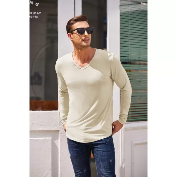 COOFANDY Men 2 Pack Muscle V Neck T Shirt Gym Athletic Fit Long Sleeves Tee Top