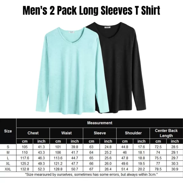 COOFANDY Men 2 Pack Muscle V Neck T Shirt Gym Athletic Fit Long Sleeves Tee Top