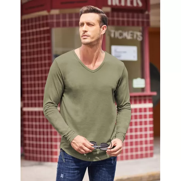 COOFANDY Men 2 Pack Muscle V Neck T Shirt Gym Athletic Fit Long Sleeves Tee Top