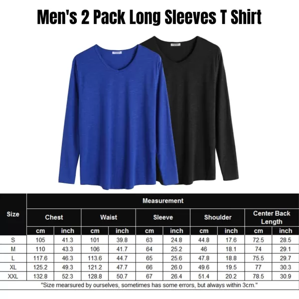 COOFANDY Men 2 Pack Muscle V Neck T Shirt Gym Athletic Fit Long Sleeves Tee Top