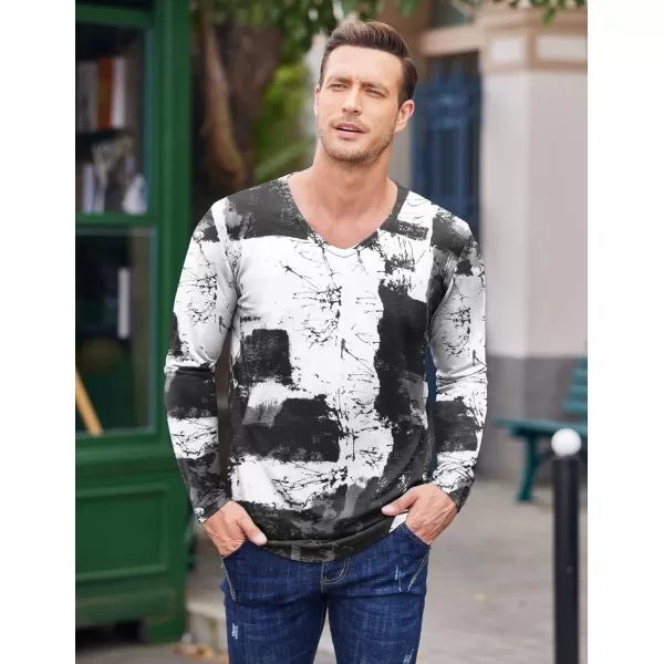 COOFANDY Men 2 Pack Muscle V Neck T Shirt Gym Athletic Fit Long Sleeves Tee Top