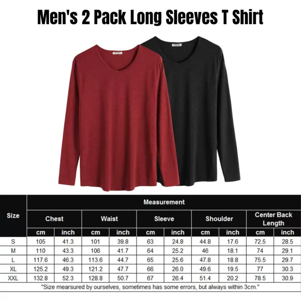 COOFANDY Men 2 Pack Muscle V Neck T Shirt Gym Athletic Fit Long Sleeves Tee Top