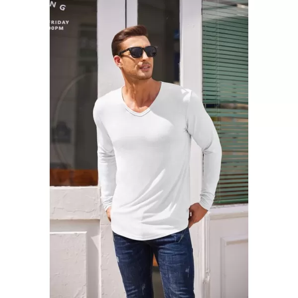 COOFANDY Men 2 Pack Muscle V Neck T Shirt Gym Athletic Fit Long Sleeves Tee Top