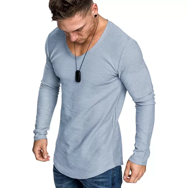 COOFANDY Men 2 Pack Muscle V Neck T Shirt Gym Athletic Fit Long Sleeves Tee Top