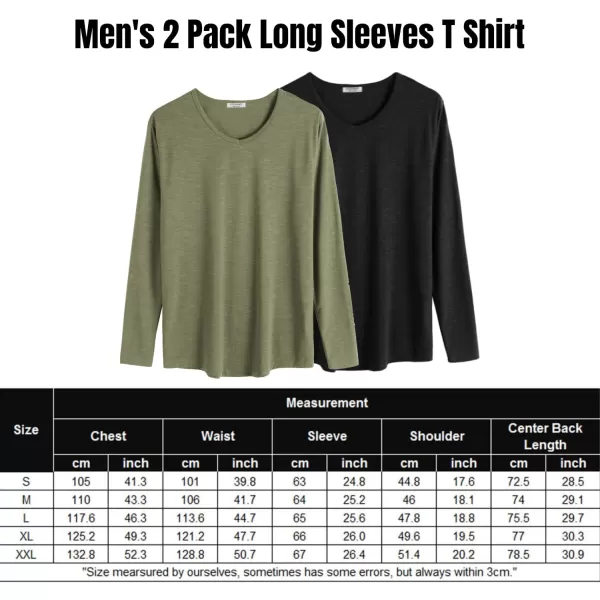 COOFANDY Men 2 Pack Muscle V Neck T Shirt Gym Athletic Fit Long Sleeves Tee Top