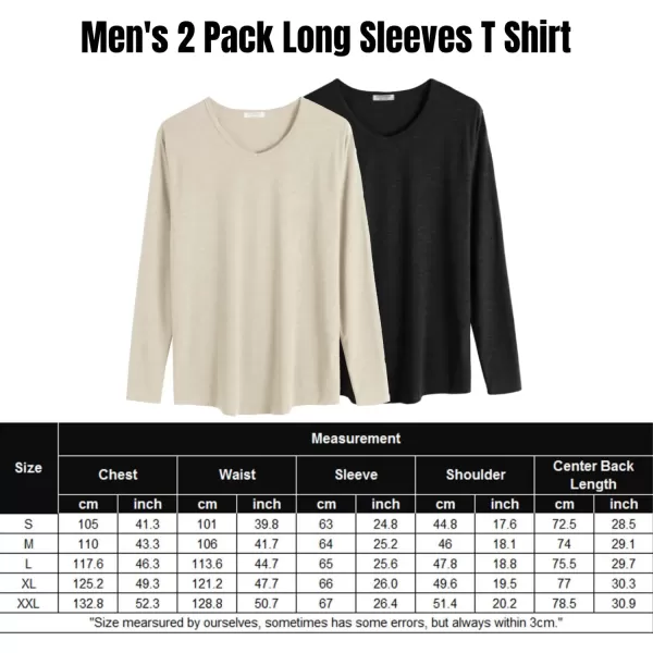 COOFANDY Men 2 Pack Muscle V Neck T Shirt Gym Athletic Fit Long Sleeves Tee Top