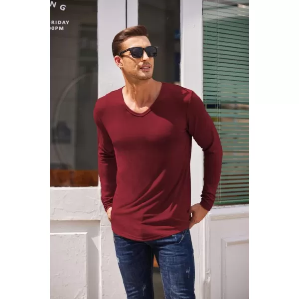 COOFANDY Men 2 Pack Muscle V Neck T Shirt Gym Athletic Fit Long Sleeves Tee Top