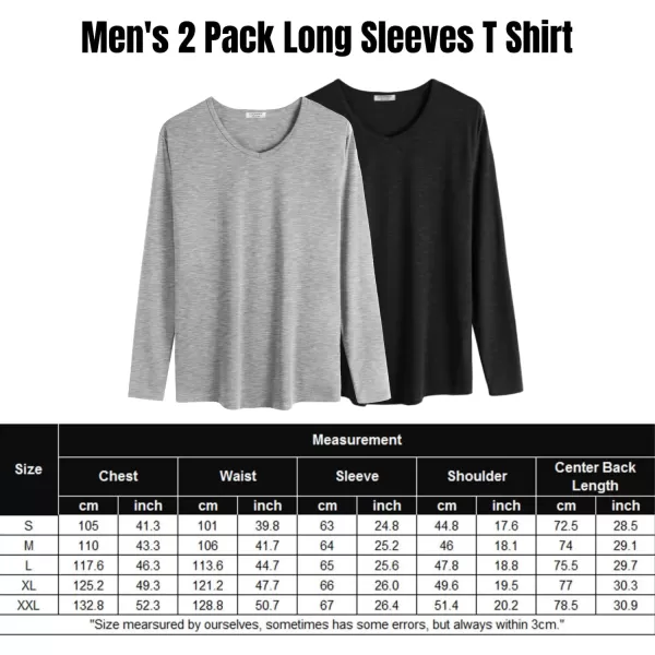 COOFANDY Men 2 Pack Muscle V Neck T Shirt Gym Athletic Fit Long Sleeves Tee Top