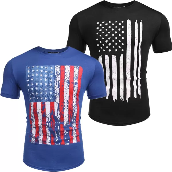 COOFANDY Men 2 Pack Muscle Workout T Shirt Gym Bodybuilding Short Sleeve Hipster Tee Top