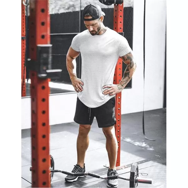COOFANDY Men 2 Pack Muscle Workout T Shirt Gym Bodybuilding Short Sleeve Hipster Tee Top