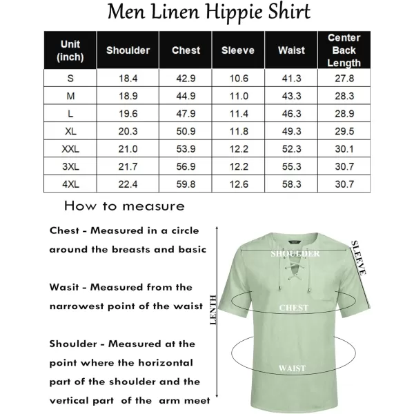 COOFANDY Men Casual Cotton Linen T Shirt Short Sleeve Beach Lace Up Hippie Shirt Yoga Renaissance Tunic