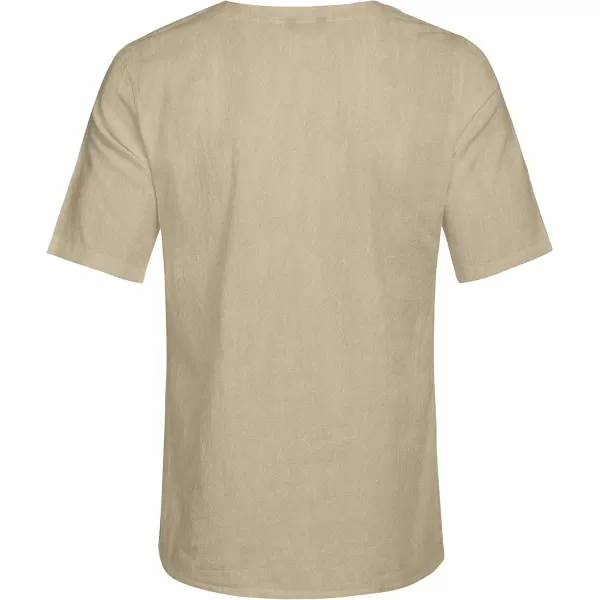 COOFANDY Men Casual Cotton Linen T Shirt Short Sleeve Beach Lace Up Hippie Shirt Yoga Renaissance Tunic