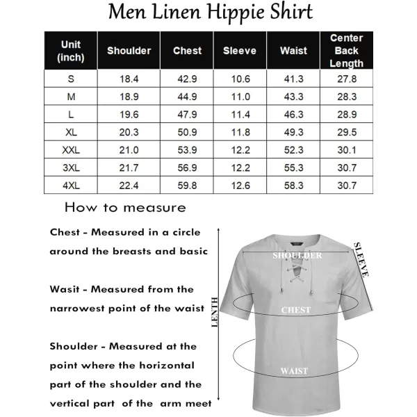 COOFANDY Men Casual Cotton Linen T Shirt Short Sleeve Beach Lace Up Hippie Shirt Yoga Renaissance Tunic