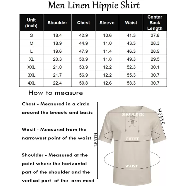 COOFANDY Men Casual Cotton Linen T Shirt Short Sleeve Beach Lace Up Hippie Shirt Yoga Renaissance Tunic