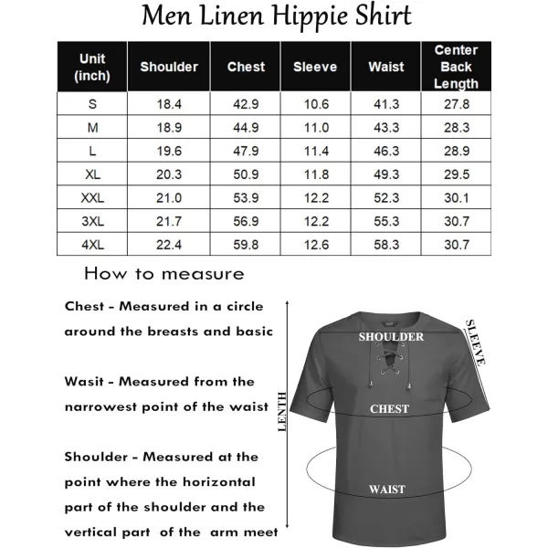 COOFANDY Men Casual Cotton Linen T Shirt Short Sleeve Beach Lace Up Hippie Shirt Yoga Renaissance Tunic