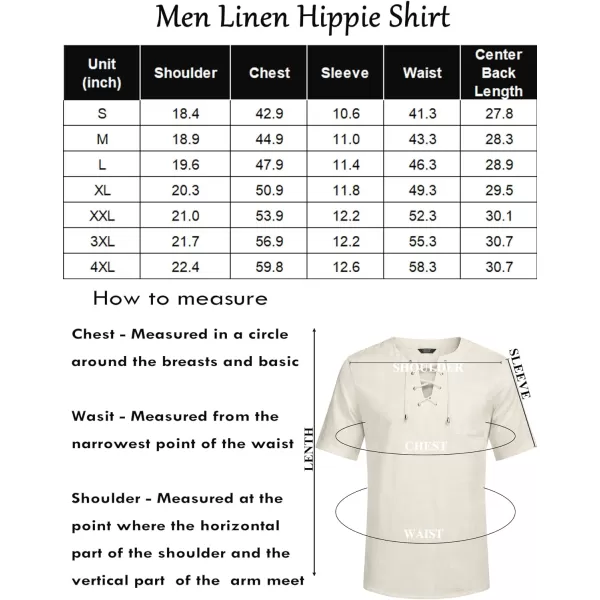 COOFANDY Men Casual Cotton Linen T Shirt Short Sleeve Beach Lace Up Hippie Shirt Yoga Renaissance Tunic