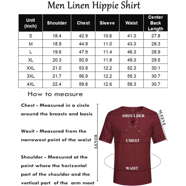COOFANDY Men Casual Cotton Linen T Shirt Short Sleeve Beach Lace Up Hippie Shirt Yoga Renaissance Tunic