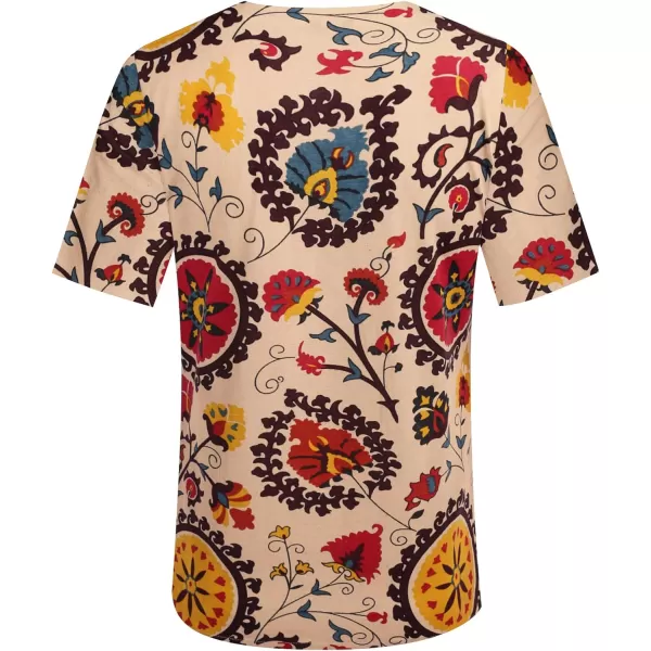 COOFANDY Men Casual Cotton Linen T Shirt Short Sleeve Beach Lace Up Hippie Shirt Yoga Renaissance Tunic
