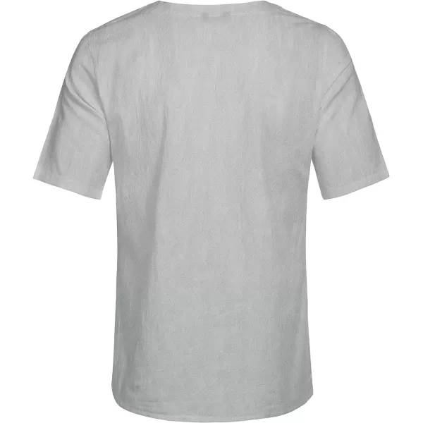 COOFANDY Men Casual Cotton Linen T Shirt Short Sleeve Beach Lace Up Hippie Shirt Yoga Renaissance Tunic