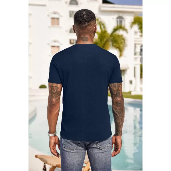 COOFANDY Men Casual Henley Shirt Short Sleeve Summer Basic T Shirt Pocket Soild Button Tee Top