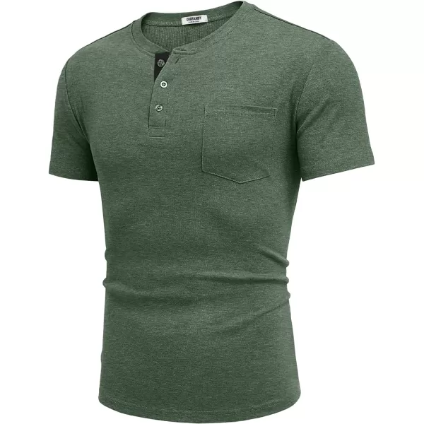 COOFANDY Men Casual Henley Shirt Short Sleeve Summer Basic T Shirt Pocket Soild Button Tee Top