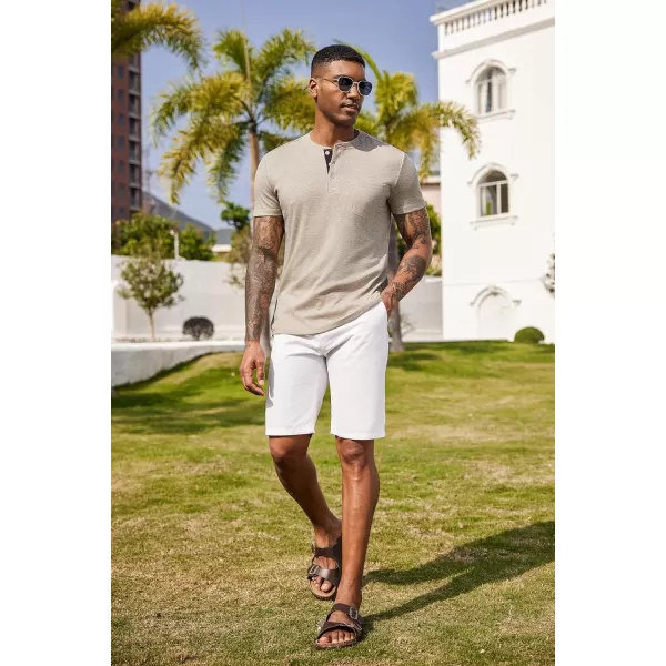 COOFANDY Men Casual Henley Shirt Short Sleeve Summer Basic T Shirt Pocket Soild Button Tee Top