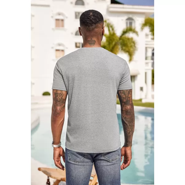 COOFANDY Men Casual Henley Shirt Short Sleeve Summer Basic T Shirt Pocket Soild Button Tee Top