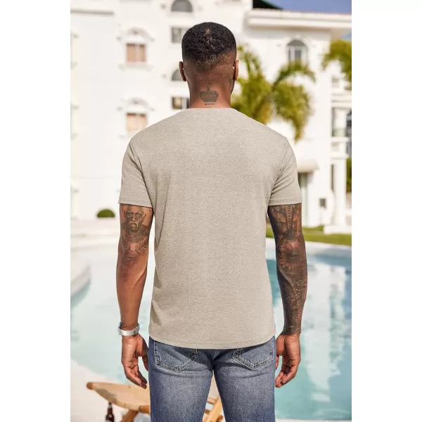 COOFANDY Men Casual Henley Shirt Short Sleeve Summer Basic T Shirt Pocket Soild Button Tee Top