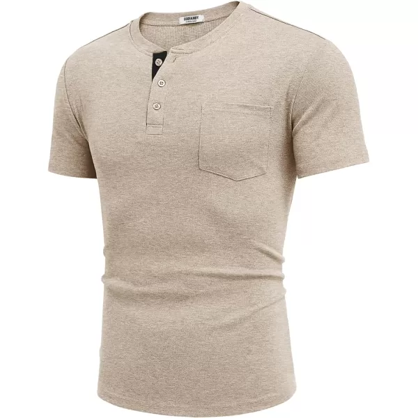 COOFANDY Men Casual Henley Shirt Short Sleeve Summer Basic T Shirt Pocket Soild Button Tee Top