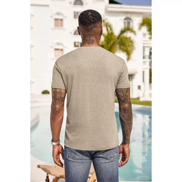 COOFANDY Men Casual Henley Shirt Short Sleeve Summer Basic T Shirt Pocket Soild Button Tee Top