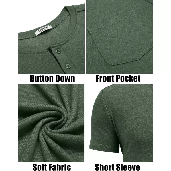 COOFANDY Men Casual Henley Shirt Short Sleeve Summer Basic T Shirt Pocket Soild Button Tee Top