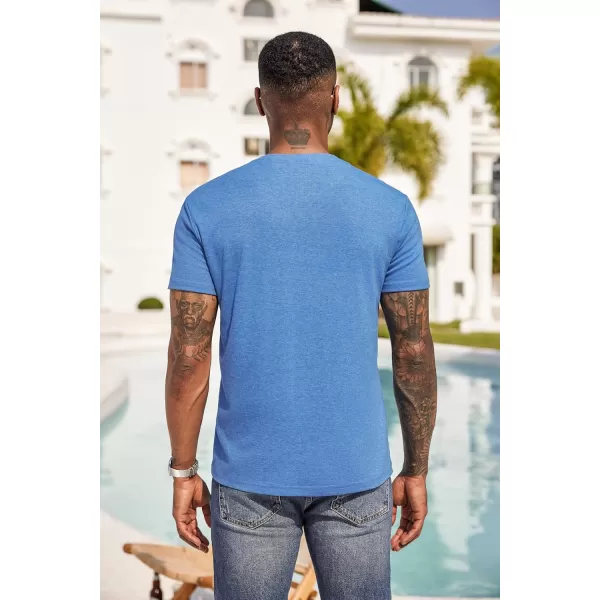COOFANDY Men Casual Henley Shirt Short Sleeve Summer Basic T Shirt Pocket Soild Button Tee Top